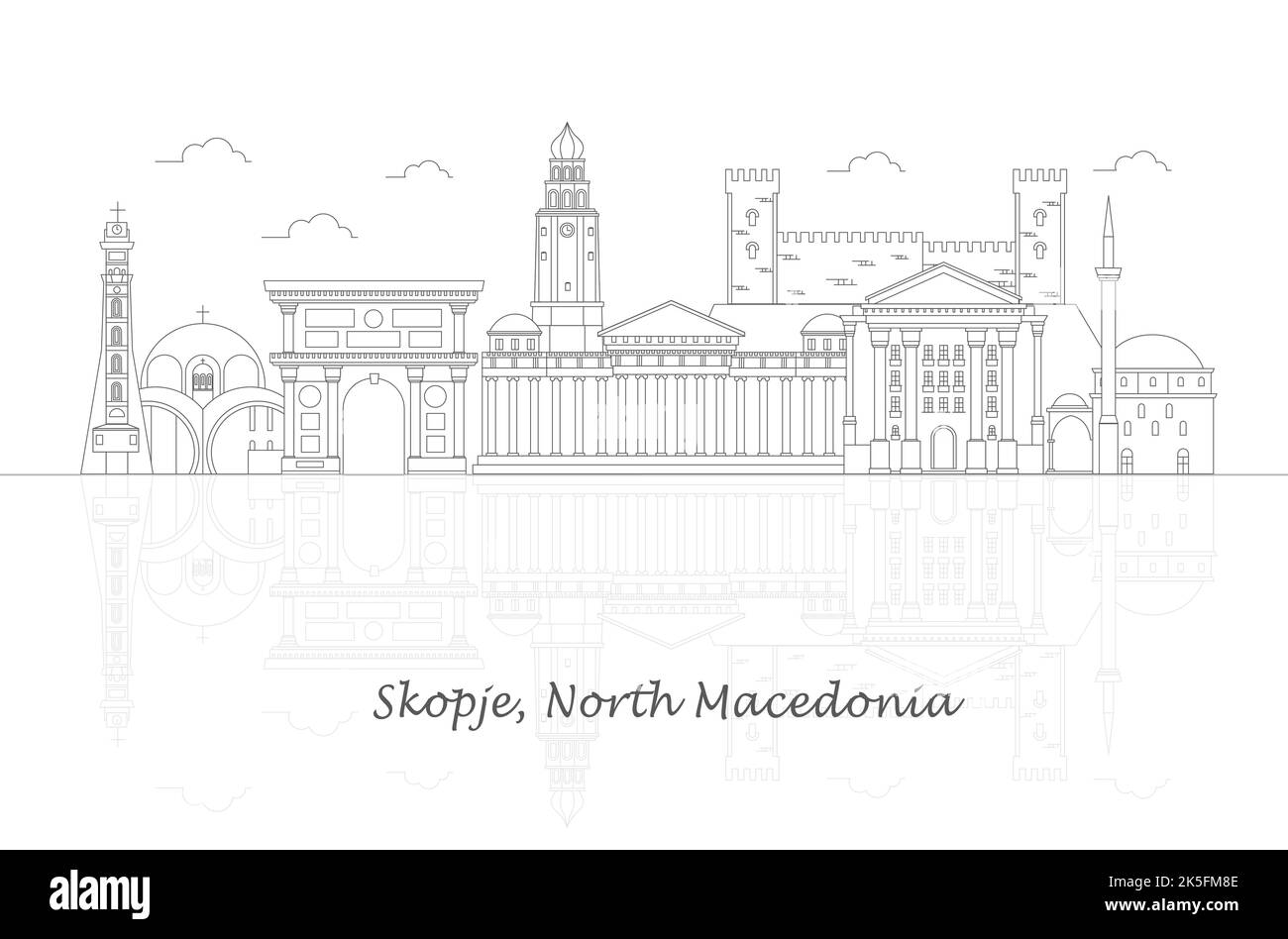 Aperçu Skyline panorama de la ville de Skopje, Macédoine du Nord - illustration vectorielle Illustration de Vecteur