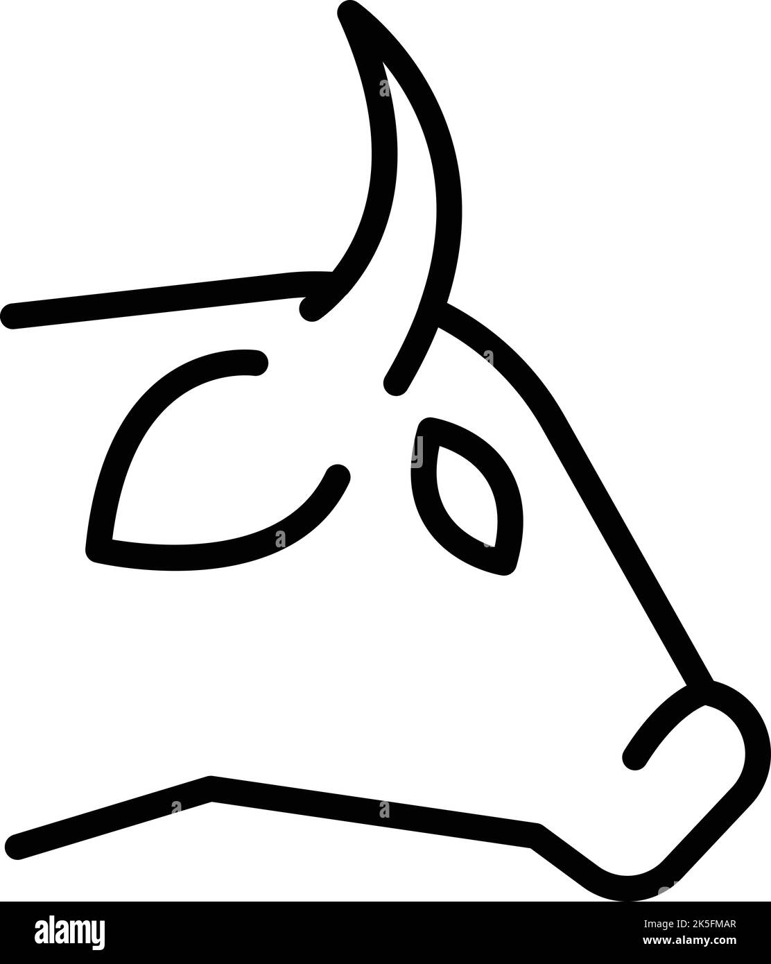 Vecteur de contour d'icône de tête de vache. Ferme de bétail. Animal de race Illustration de Vecteur