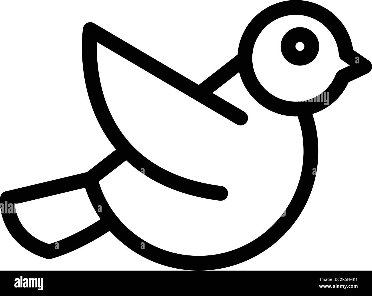 Vecteur de contour de l'icône de ligne de fuite. Oiseau d'arbre. Jolie mouche Illustration de Vecteur
