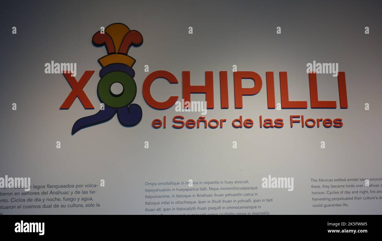 Exposition saisonnière de Xochipilli, avril - juillet 2018. Museo Nacional de Antropologia e Historia. Banque D'Images