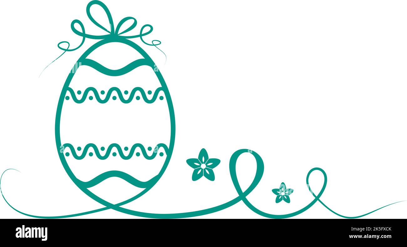 Joyeux vecteur œuf de Pâques. Œuf abstrait en vert. Arrière-plan blanc isolé. Joyeux œuf de Pâques avec boucles et fleurs. Illustration de Vecteur
