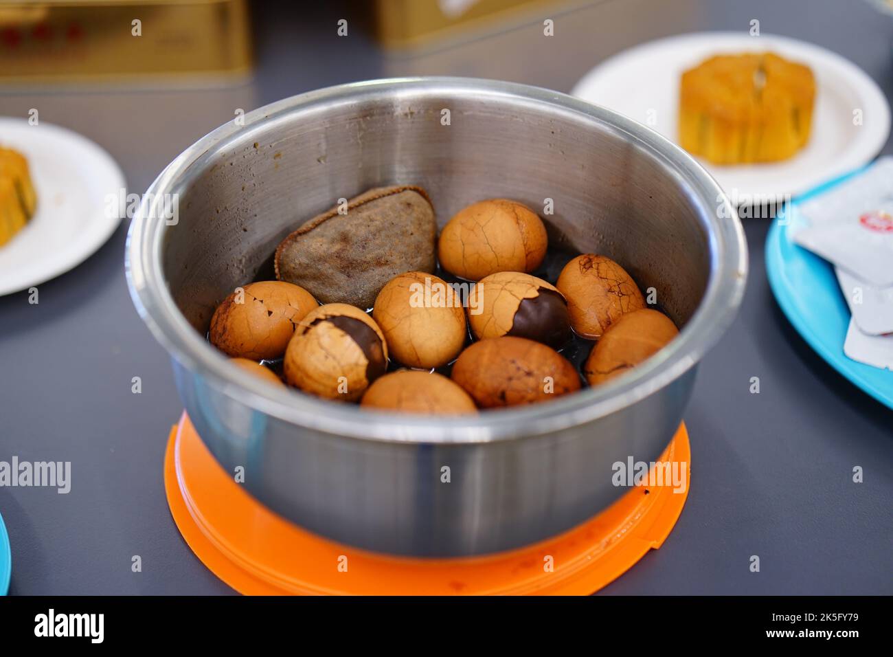 Œufs de thé chinois au festival de la mi-automne, Australie méridionale Banque D'Images