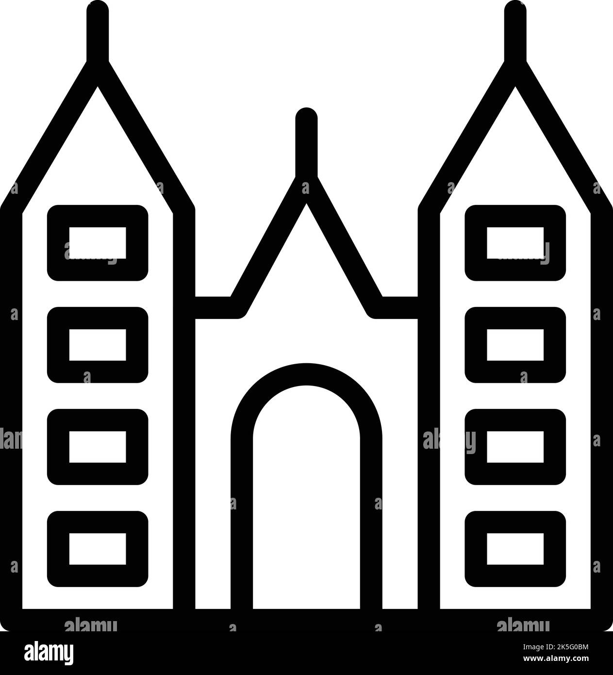 Vecteur de contour de l'icône de panorama de la ville. Cirage d'horizon. Pologne cracovie Illustration de Vecteur