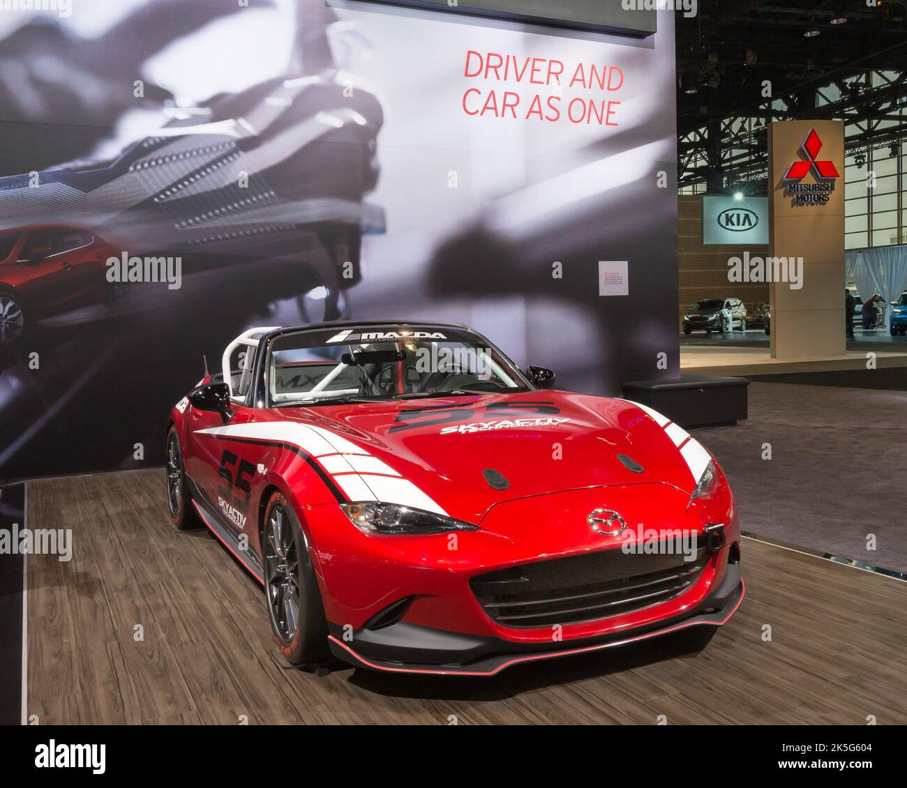 CHICAGO, il/USA - 13 FÉVRIER 2015 : voiture Mazda Global MX-5 Cup (Miata) 2015, Chicago Auto Show (cas). Banque D'Images