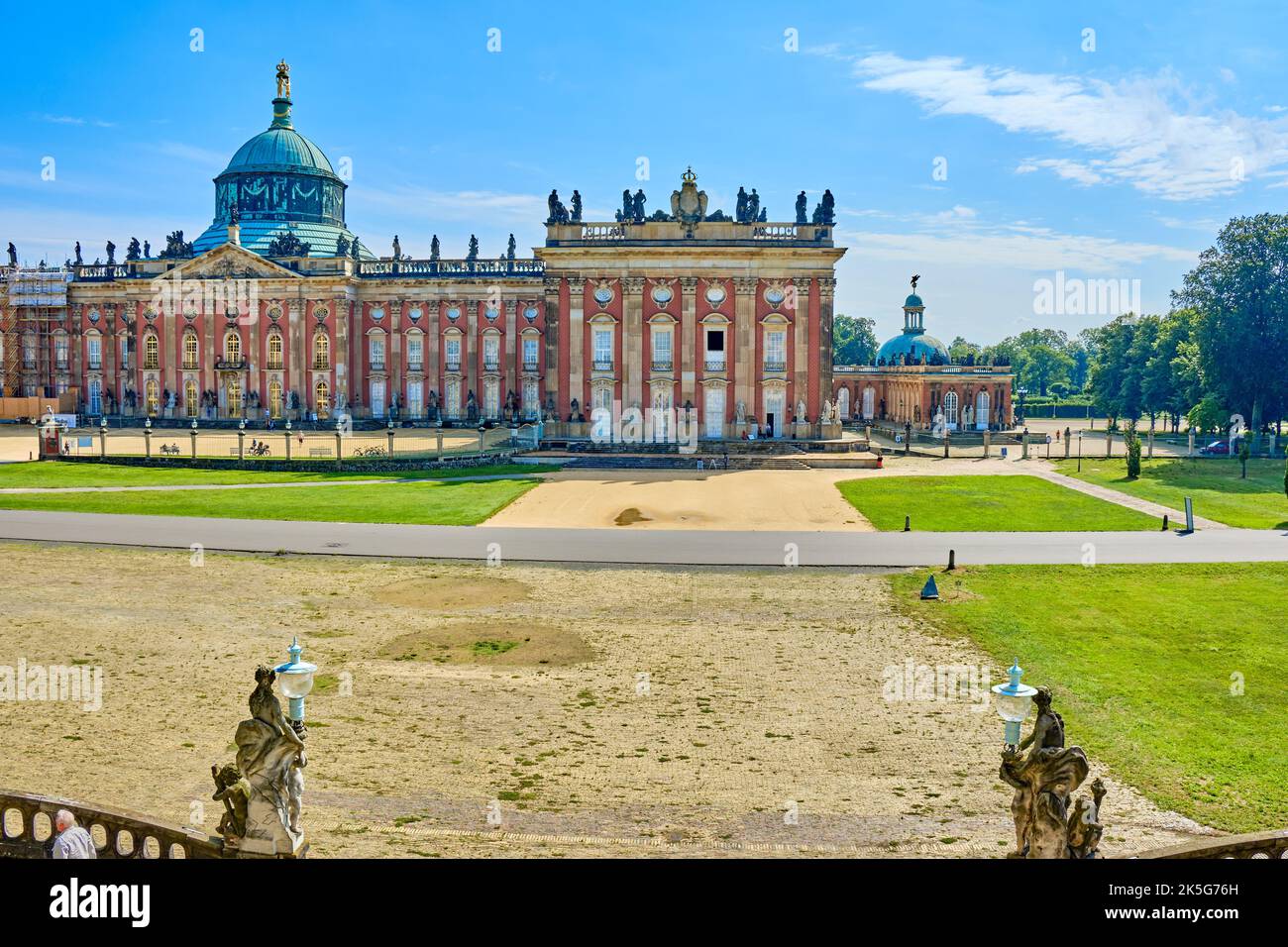Le Palais Neues (Nouveau Palais), un édifice baroque prussien, en particulier du style Frédéric Rococo, Parc Sanssouci, Potsdam, Brandebourg, Allemagne. Banque D'Images