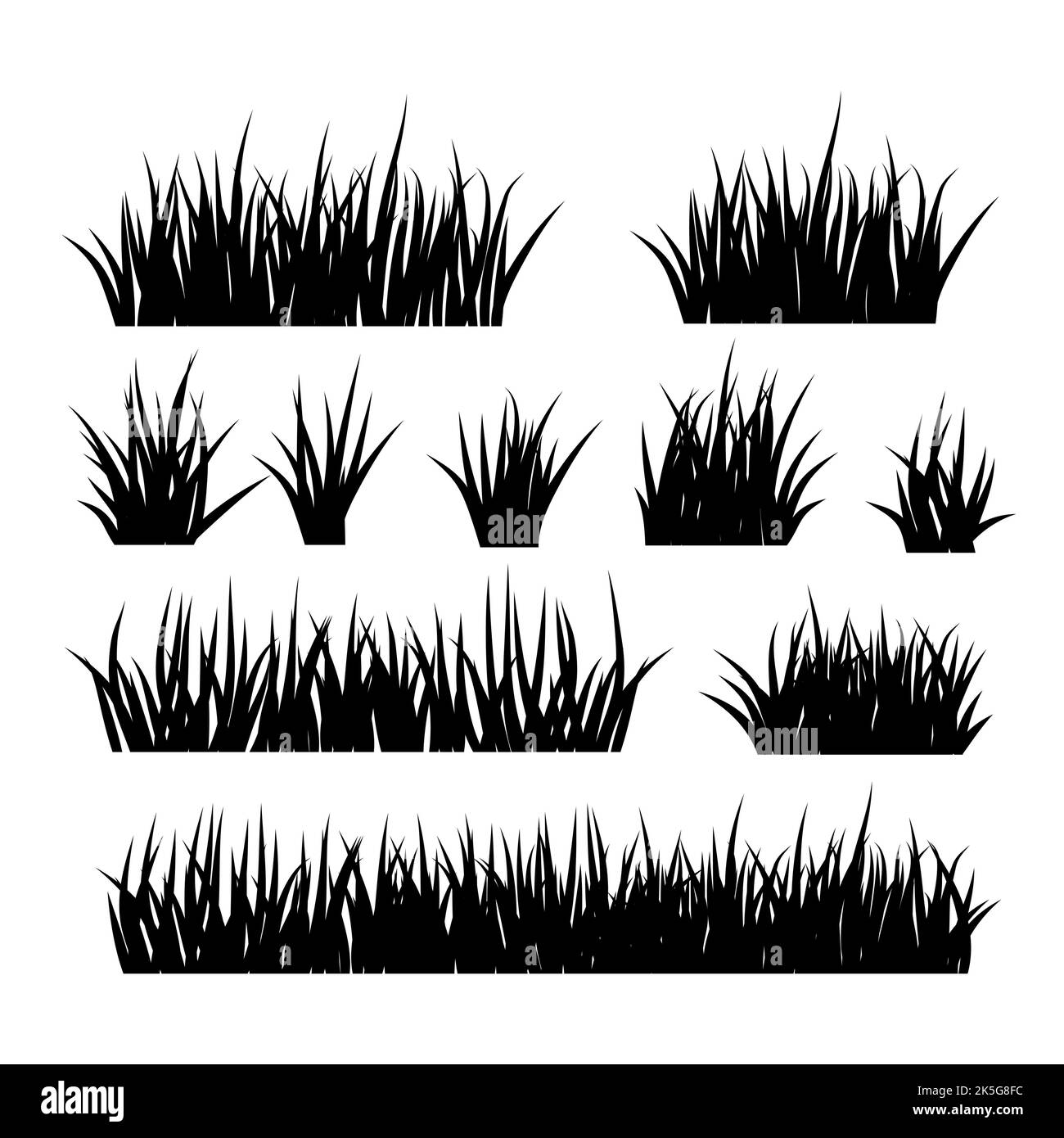 Silhouette noire de l'herbe. Modèle de carte d'été, d'anniversaire ou de vacances. Illustration de Vecteur