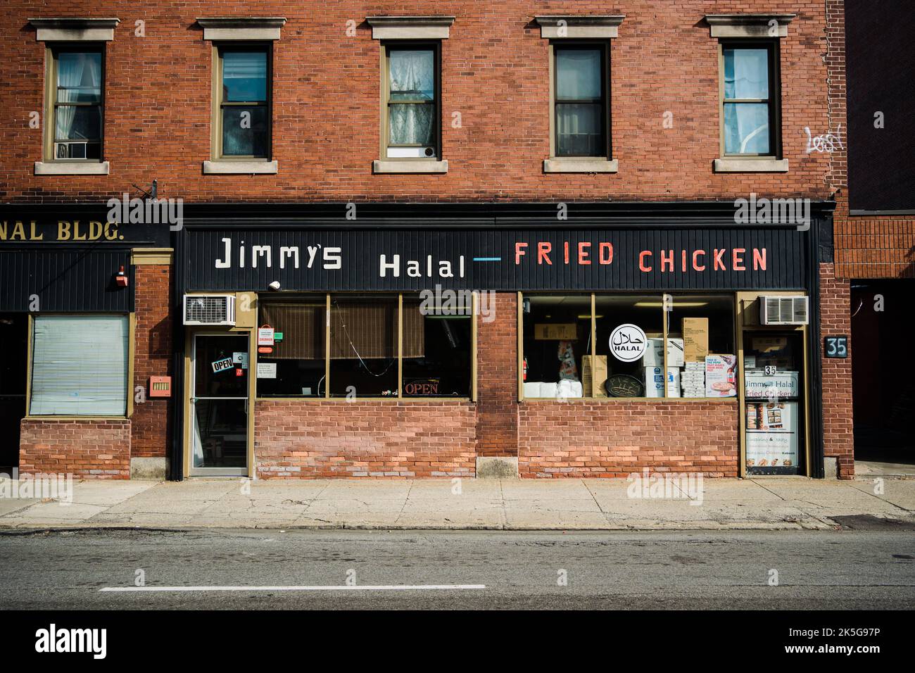 Jimmys Halal Fried Chicken affiche vintage, Lowell, Massachusetts Banque D'Images