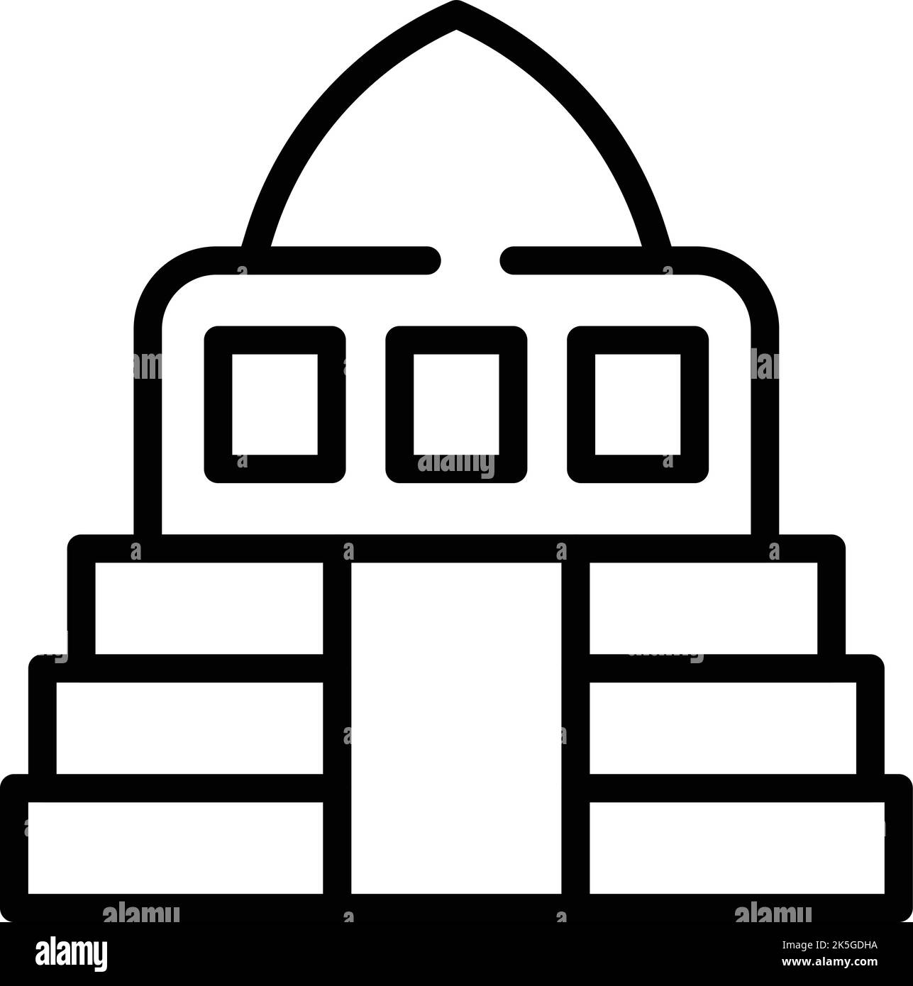 Vecteur de contour de l'icône du temple de Thaïlande. Journée nationale. Architecture culturelle Illustration de Vecteur