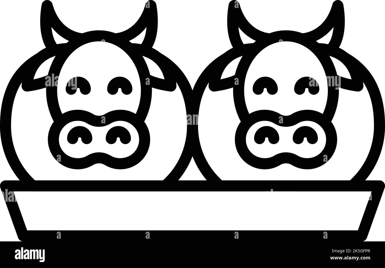Vecteur de contour de l'icône de la vache mangetable. Ferme de bétail. Bœuf animal Illustration de Vecteur