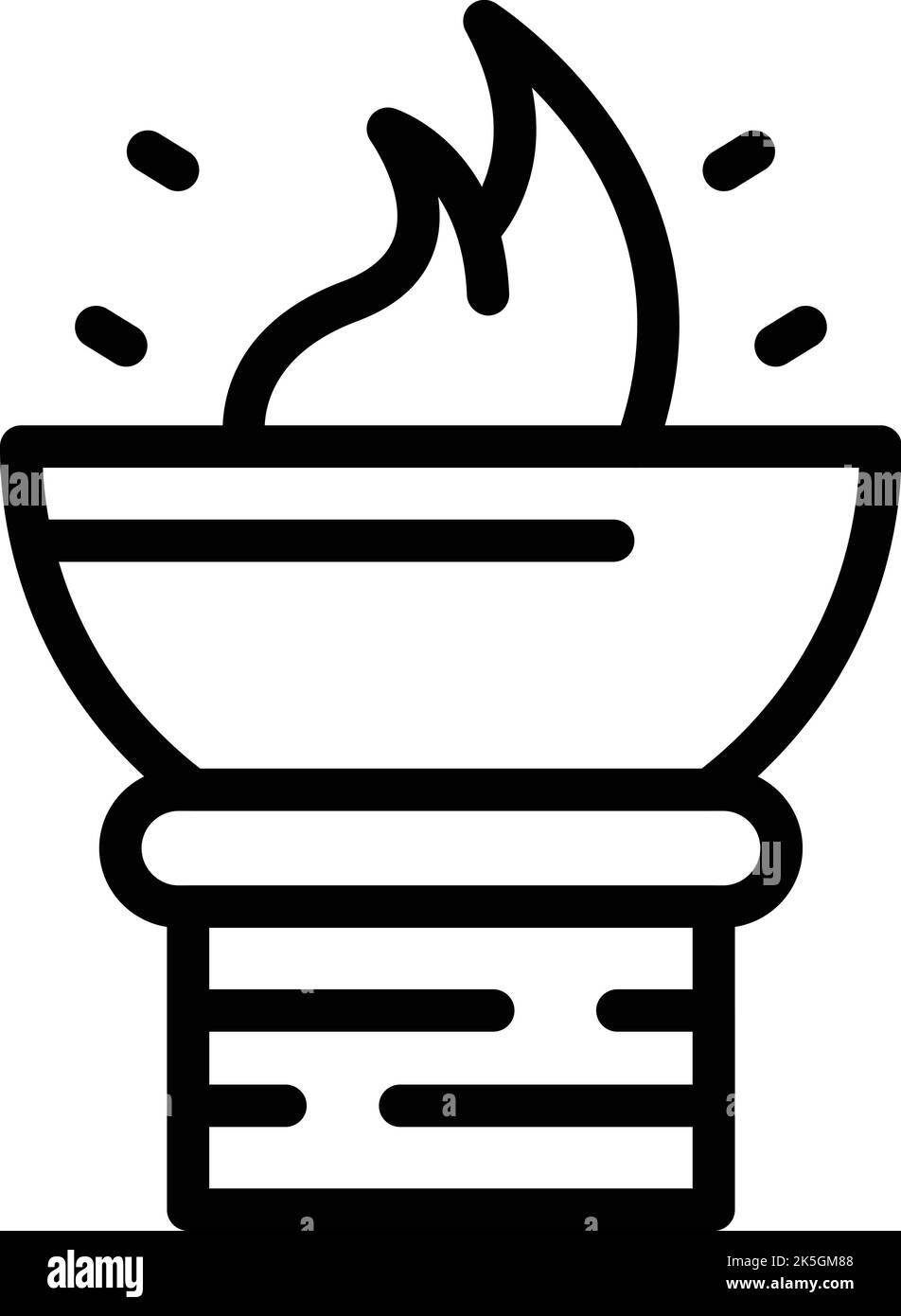 Vecteur de contour de l'icône du feu du temple antique. Salle grecque. Musée de la ville Illustration de Vecteur