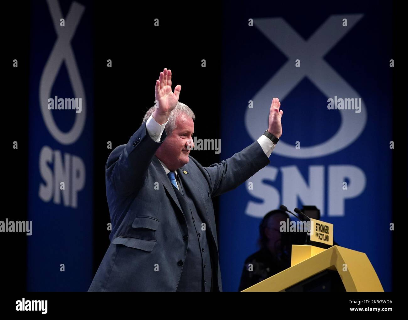 Ian Blackford, SNP Westminster leader, prenant la parole à la conférence SNP au complexe d'événements Aberdeen (TECA) à Aberdeen (Écosse). Date de la photo: Samedi 8 octobre 2022. Banque D'Images