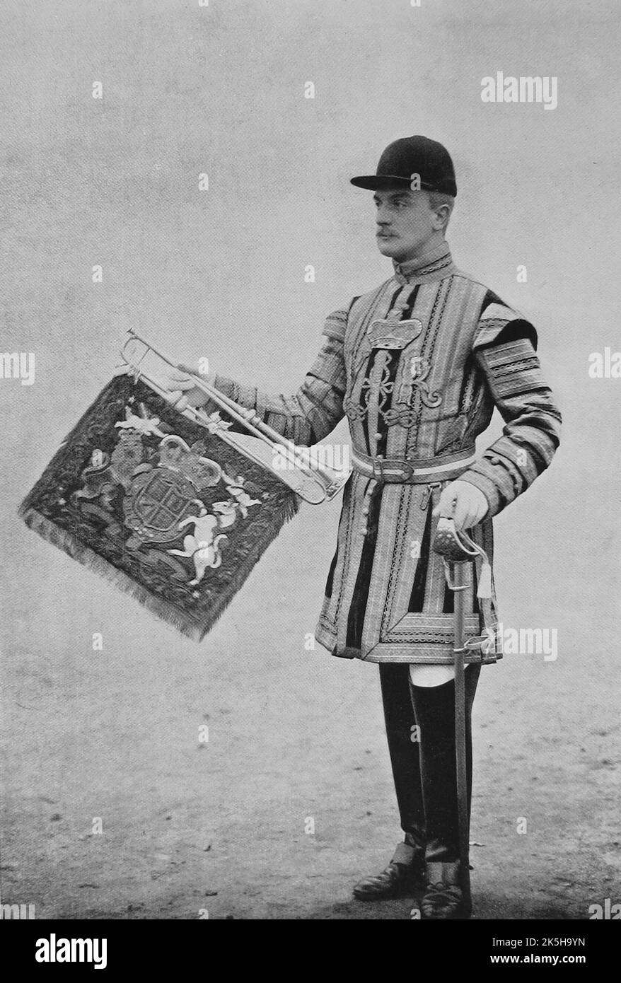 1896. Caporal-trompettiste Samuel James Goodhall, des gardes de la vie du Bataillon de 2nd. Il s'est joint au régiment comme musicien de garçon en 1882, âgé de 13 ans, son père ayant servi comme officier non commandant dans les gardes de vie pendant 25 ans. Samuel a reçu la Médaille du service de longue durée et de la bonne conduite en 1902 et est décédé de la tuberculose en 1912, après avoir servi au régiment pendant près de 30 ans. Banque D'Images