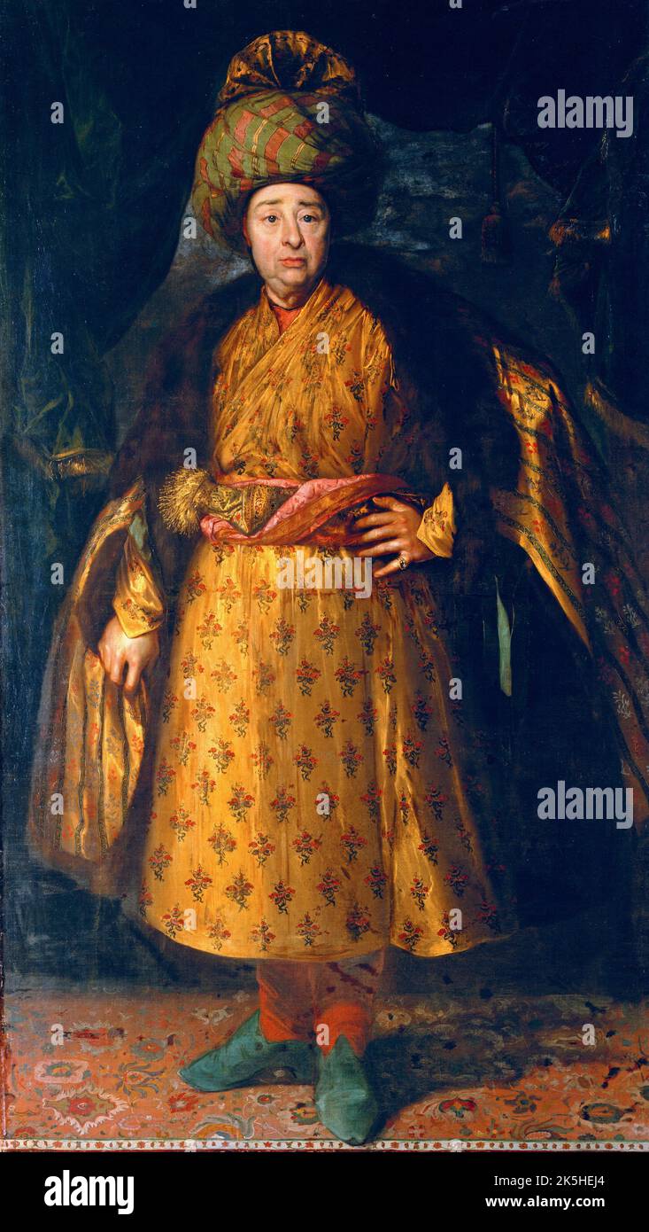 Jean-Baptiste Tavernier en costume oriental, 1679, peinture de Nicolas de Largillière. Jean-Baptiste Tavernier (1605–1689) marchand et voyageur français de pierres précieuses datant du 17th siècle. Banque D'Images