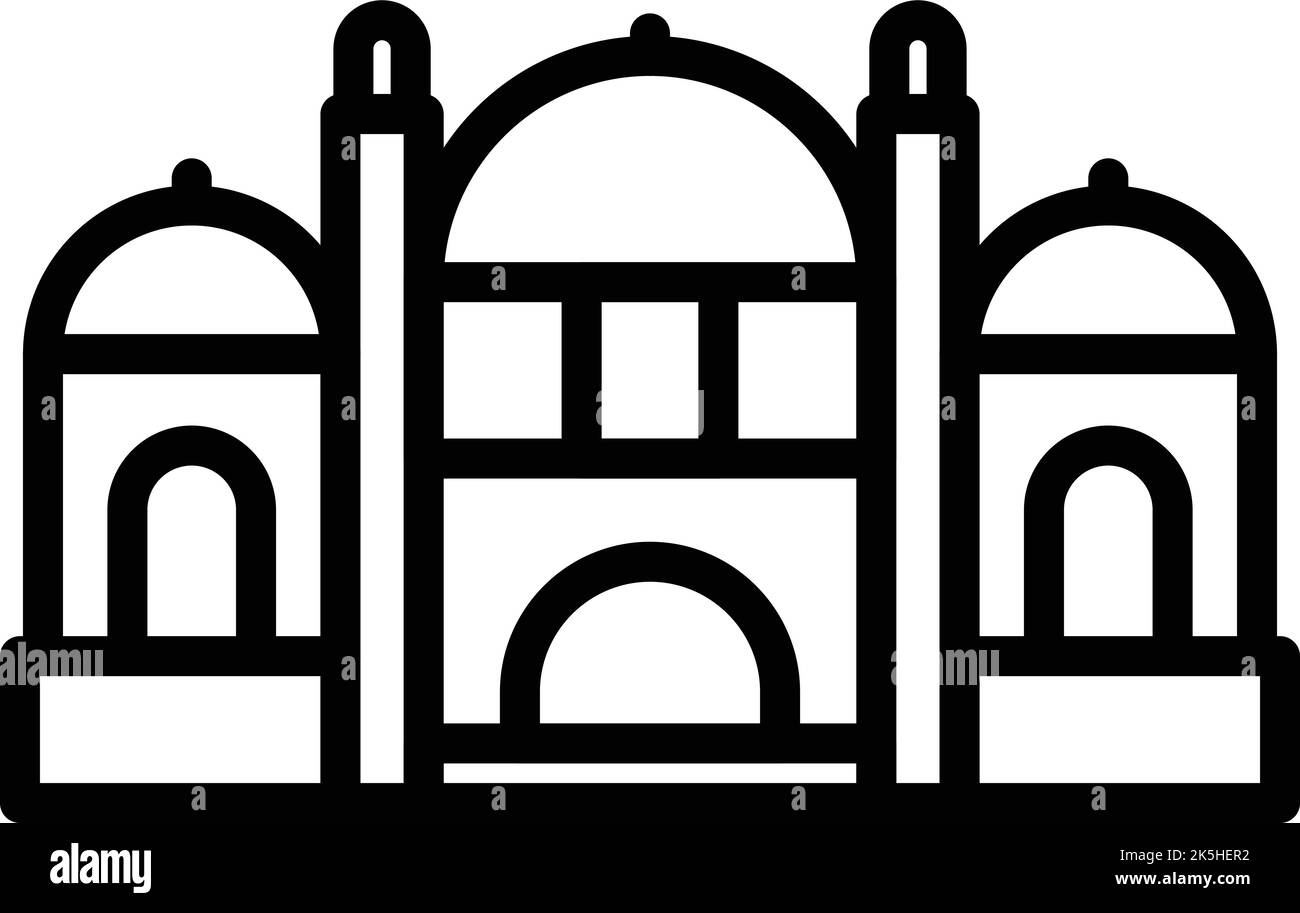 Vecteur de contour d'icône de bâtiment de temple indien. Horizon de la ville. Inde calcutta Illustration de Vecteur