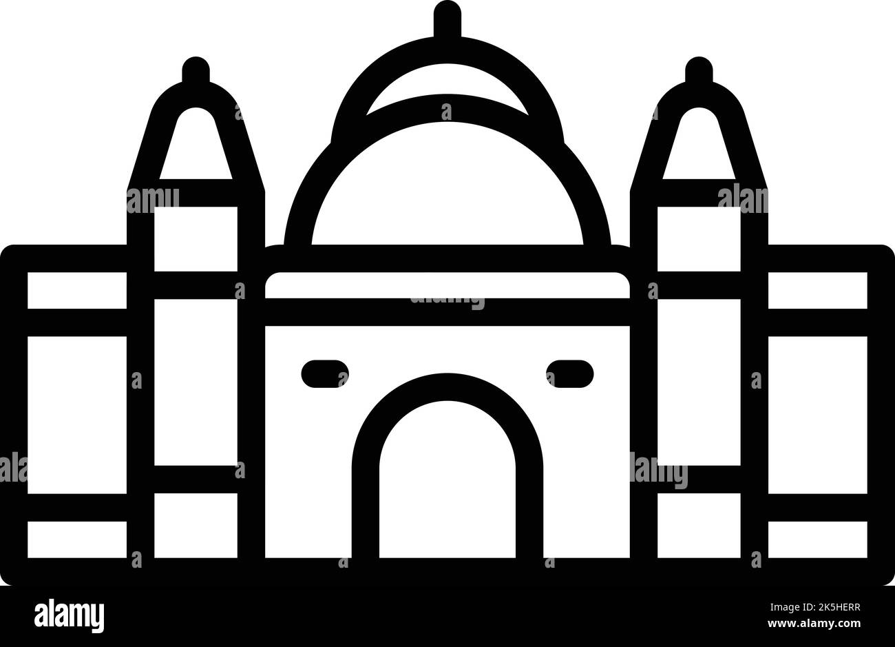 Vecteur de contour de l'icône du temple de Kolkata. Horizon de la ville. Inde bengale Illustration de Vecteur