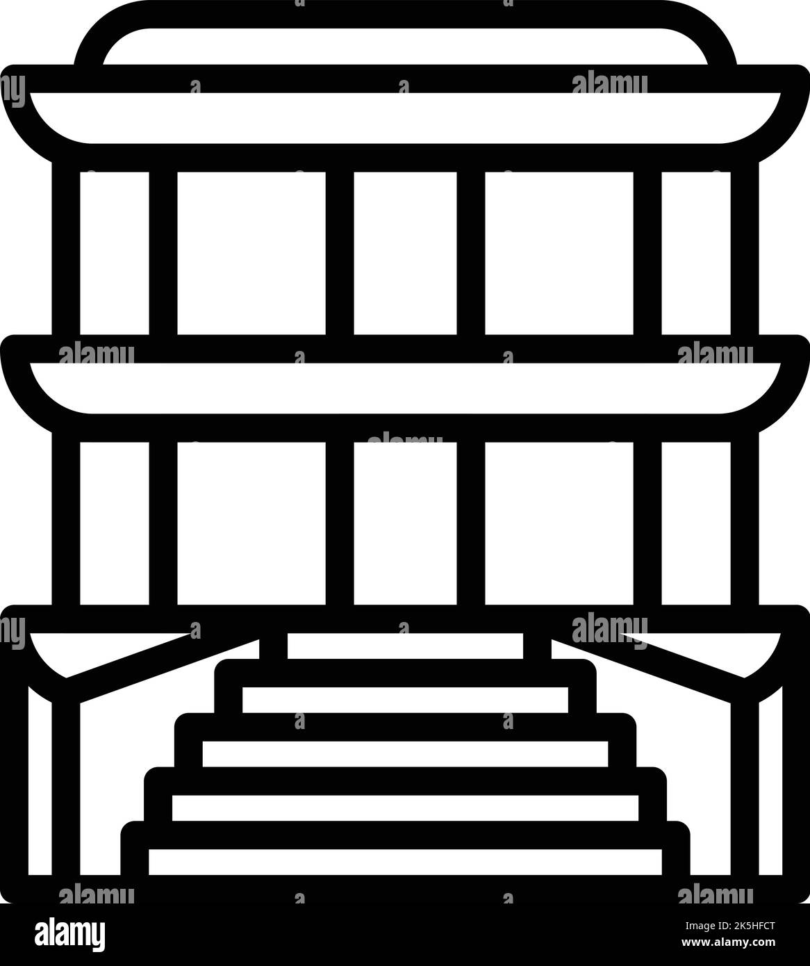 Vecteur de contour de l'icône Temple Stairs. Inde. Ville de voyage Illustration de Vecteur