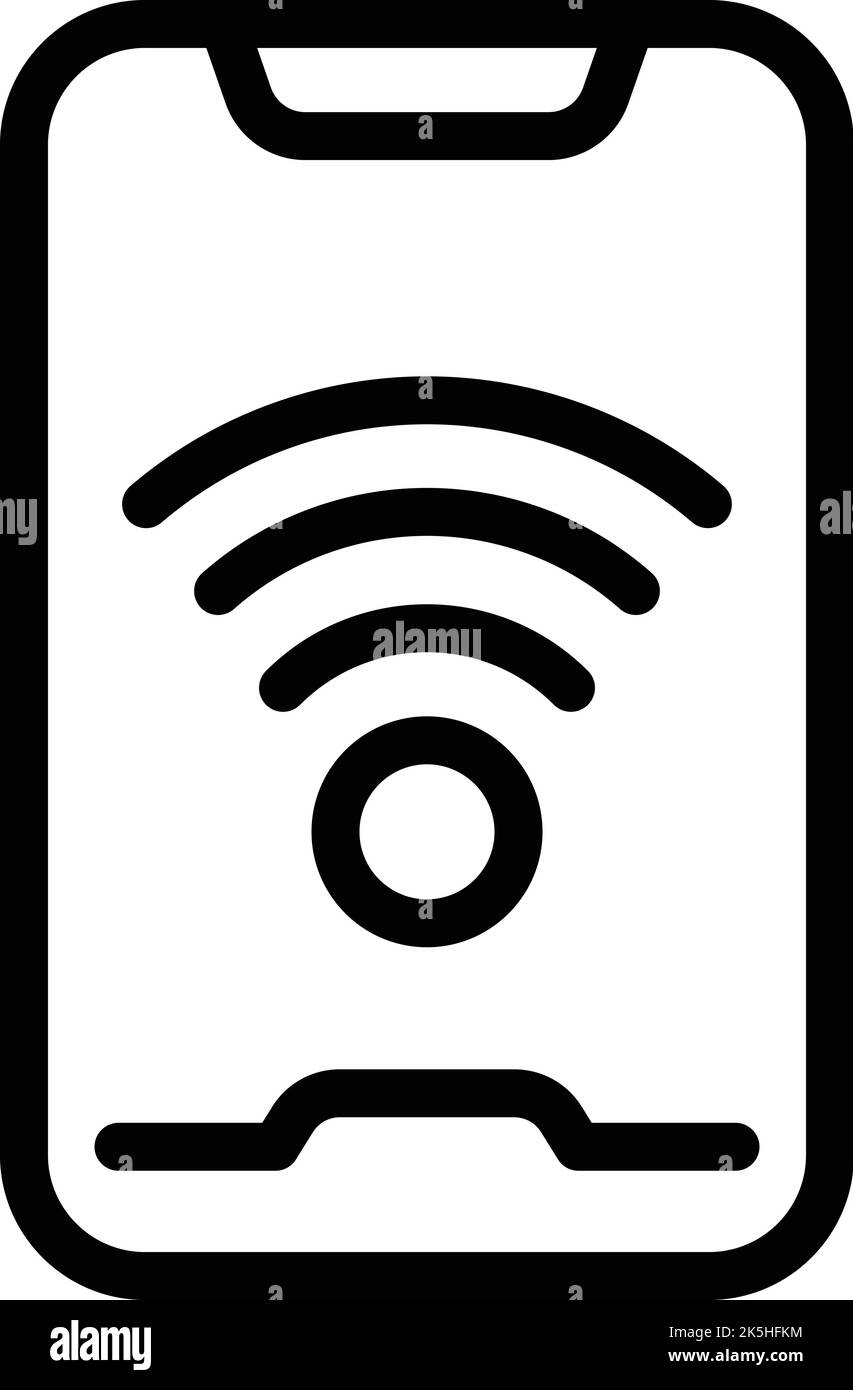 Vecteur de contour de l'icône wifi du smartphone. Installation de l'auberge. Chambre familiale Illustration de Vecteur
