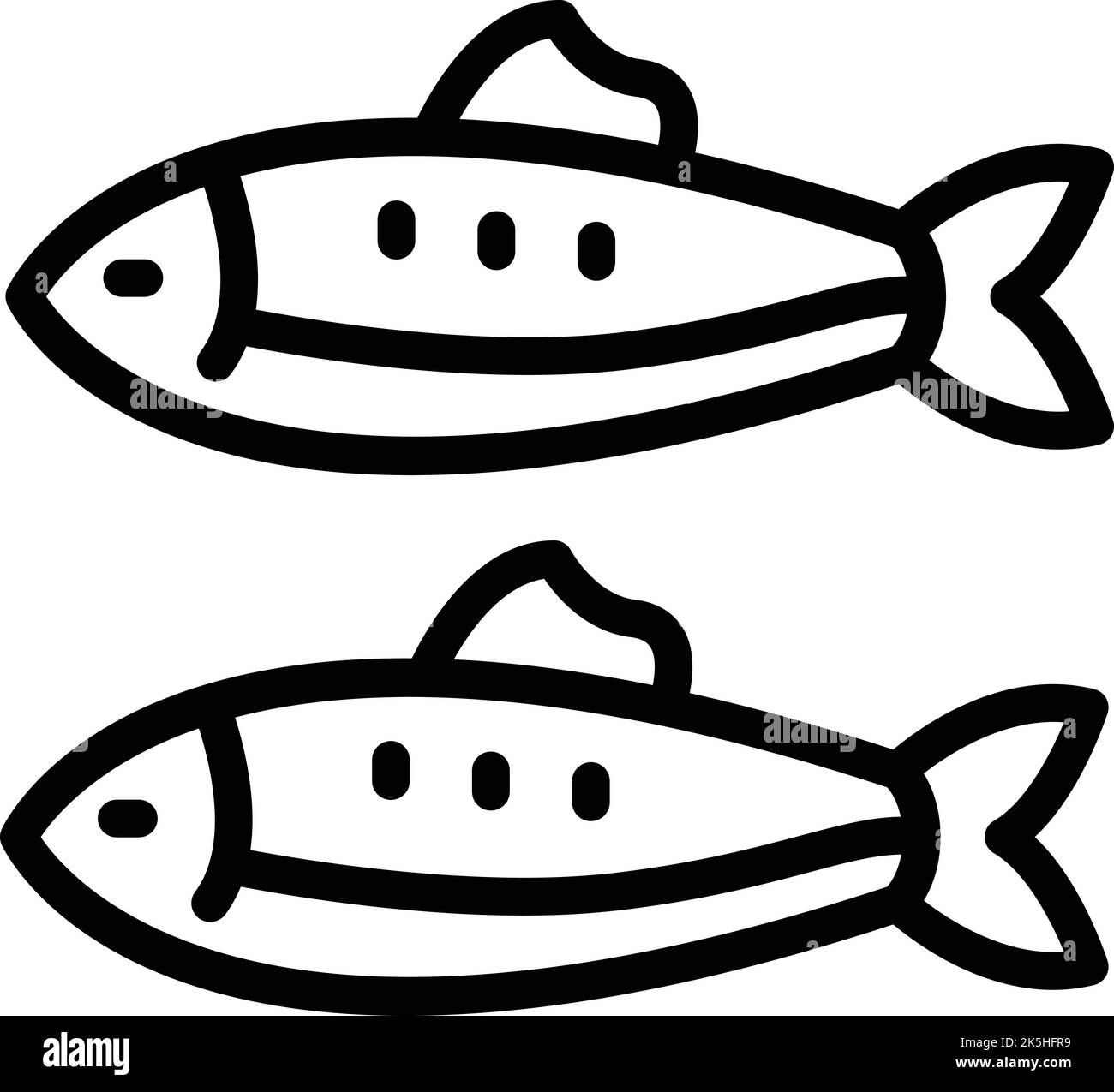 Vecteur de contour de l'icône sardine. Hareng de poisson. Huile alimentaire Illustration de Vecteur