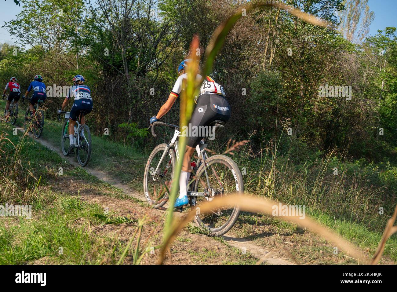 Vicenza - Cittadella, Italie. 8 octobre 2022 Pauline Ferrand Prevot (FRA) gagnante des premiers championnats du monde de Gravel de l'UCI femmes Elite en Vénétie Italie. Banque D'Images