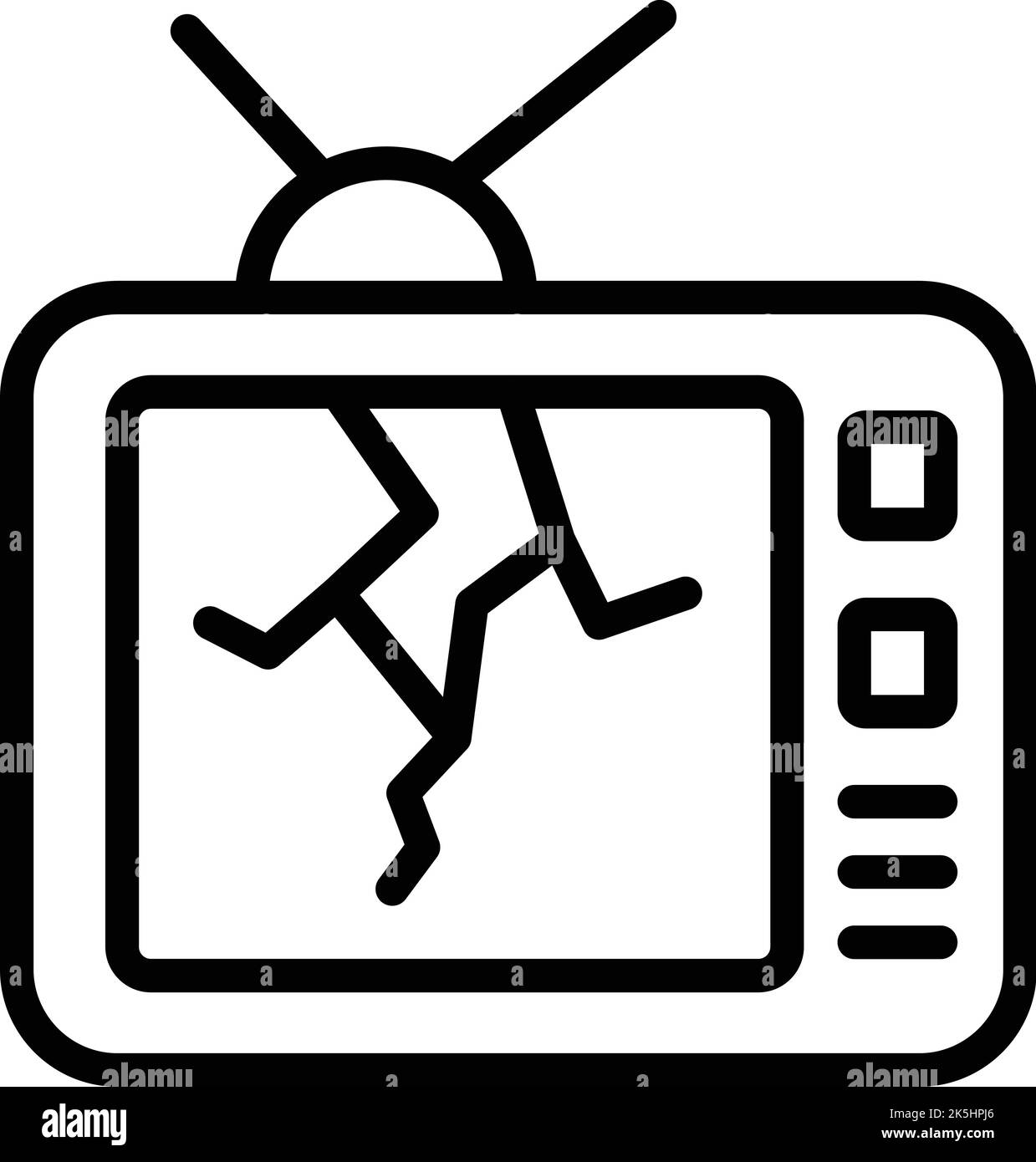 Vecteur de contour de l'icône tv cassé. Qualité du produit. Contrôle de la sécurité Illustration de Vecteur