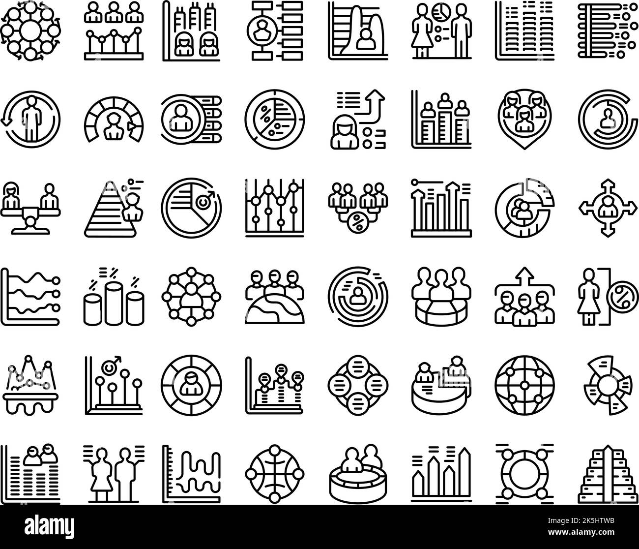 Les icônes de croissance de la population définissent le vecteur de contour. Capacité de population. Densité de surface Illustration de Vecteur
