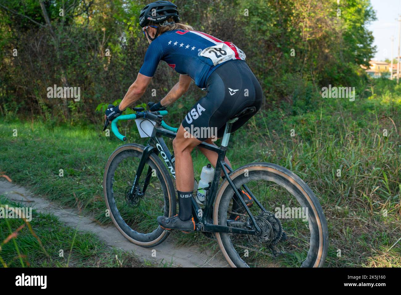 Vicenza - Cittadella, Italie. 8 octobre 2022. Lauren Decrescenzo (Etats-Unis) participant aux premiers championnats du monde de Gravel de l'UCI en Vénétie en Italie. Banque D'Images