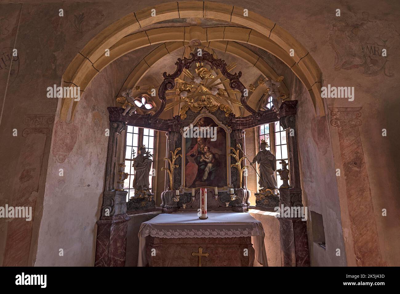 Autel Rococo dans la chapelle Saint Anna, Zeil am main, Basse-Franconie, Bavière, Allemagne Banque D'Images