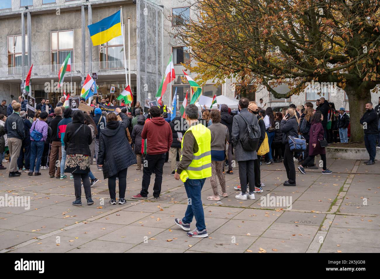 Manifestation de soutien aux femmes, à la vie et à la liberté après la mort de la femme iranienne Mahsa Amini, à Aarhus (Danemark), le 8 octobre 2022 Banque D'Images