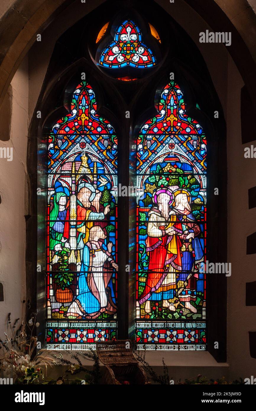 Vitraux, fenêtre, droite de l'autel, église St Pauls, rue de l'église St Pauls, Canterbury, Kent, Angleterre Banque D'Images