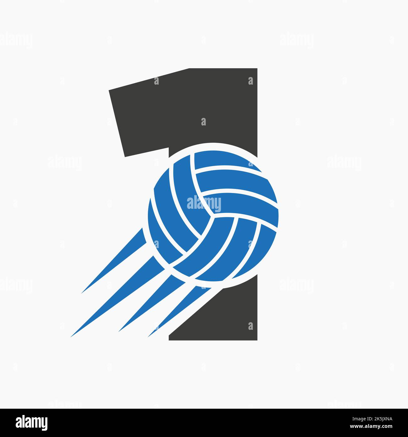 Lettre initiale 1 Volleyball logo concept avec l'icône Moving Volley ball. Logotype de volley-ball modèle vectoriel de symbole Illustration de Vecteur