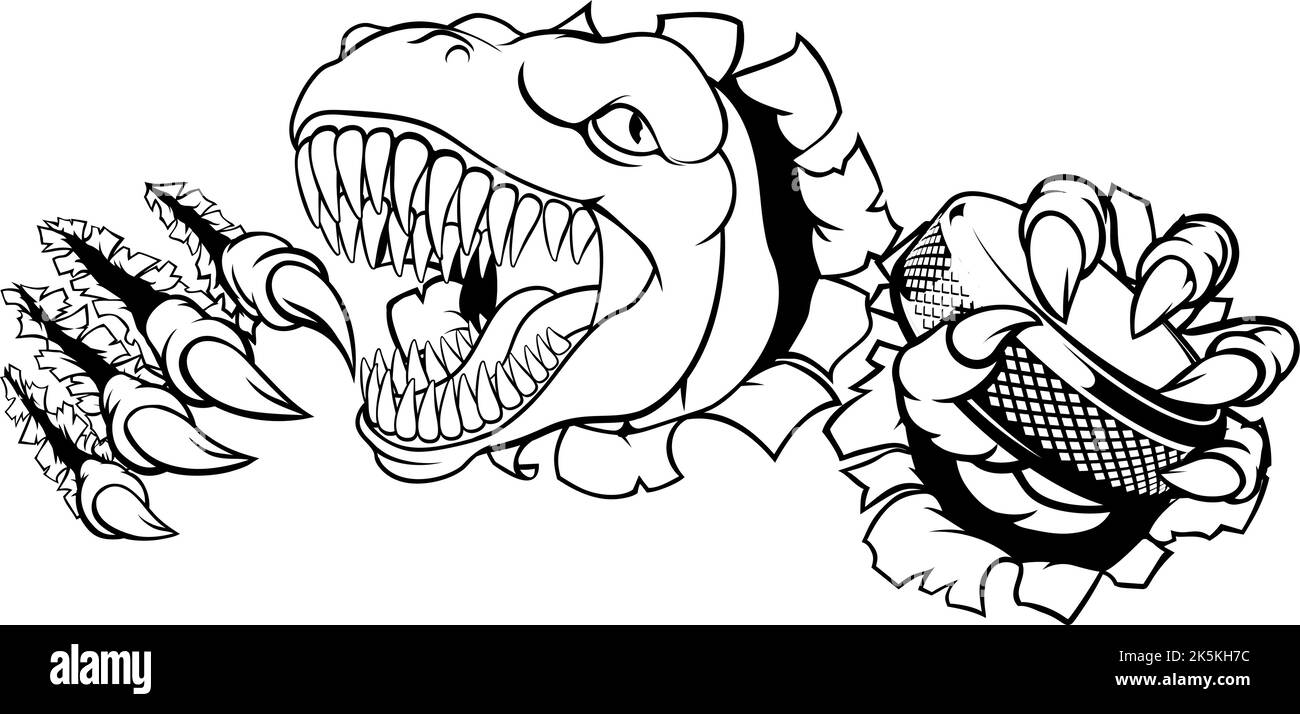 Joueur de Hockey sur glace dinosaure Sports Animal Mascot Illustration de Vecteur