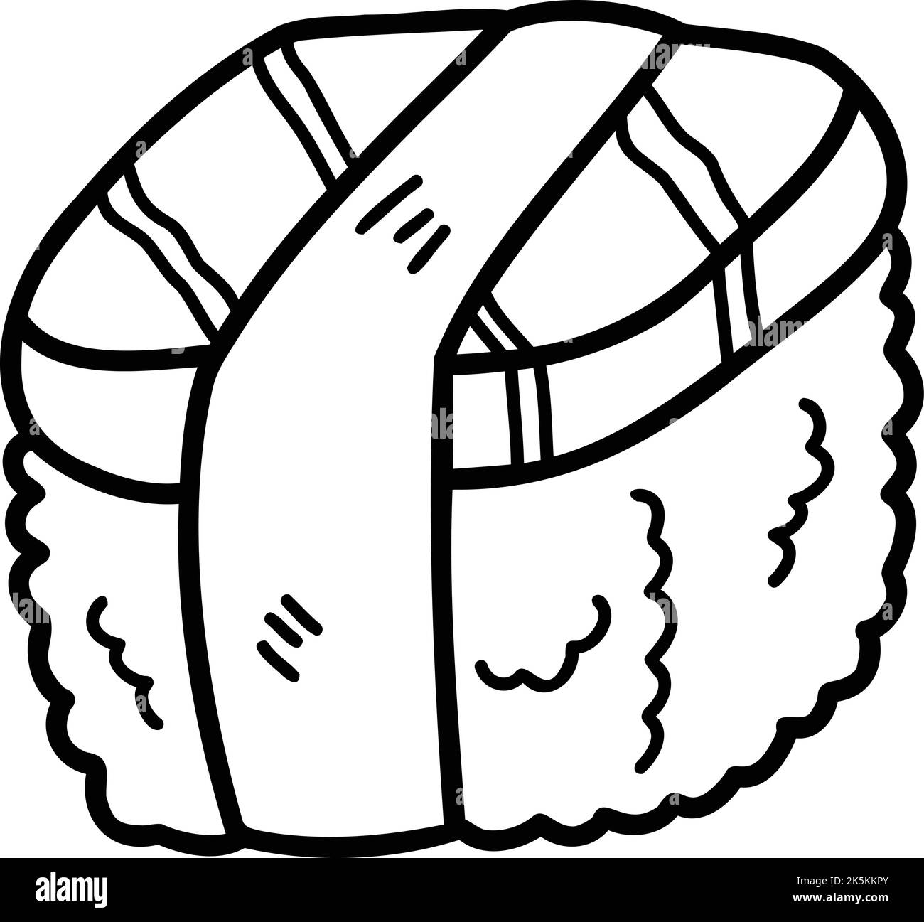 Illustration de la boule de riz aux algues dessinées à la main isolée sur le fond Illustration de Vecteur