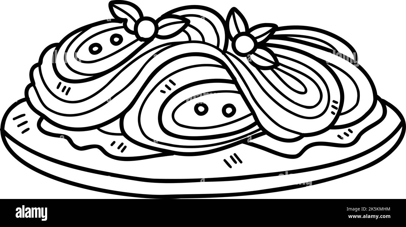 Illustration de spaghetti délicieux dessinés à la main, isolée en arrière-plan Illustration de Vecteur