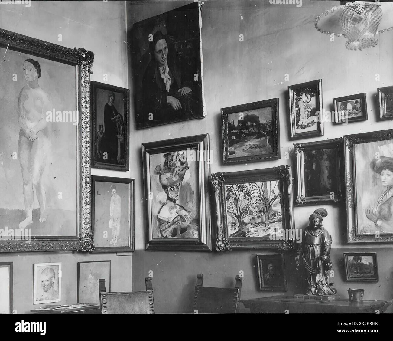 Portrait Picasso de Gertrude Stein avant qu'il ne soit encadré, vers 1907. Photographies des papiers Annette Rosenshine. Musée: La Bancroft Library, BERKELEY, Etats-Unis. Banque D'Images