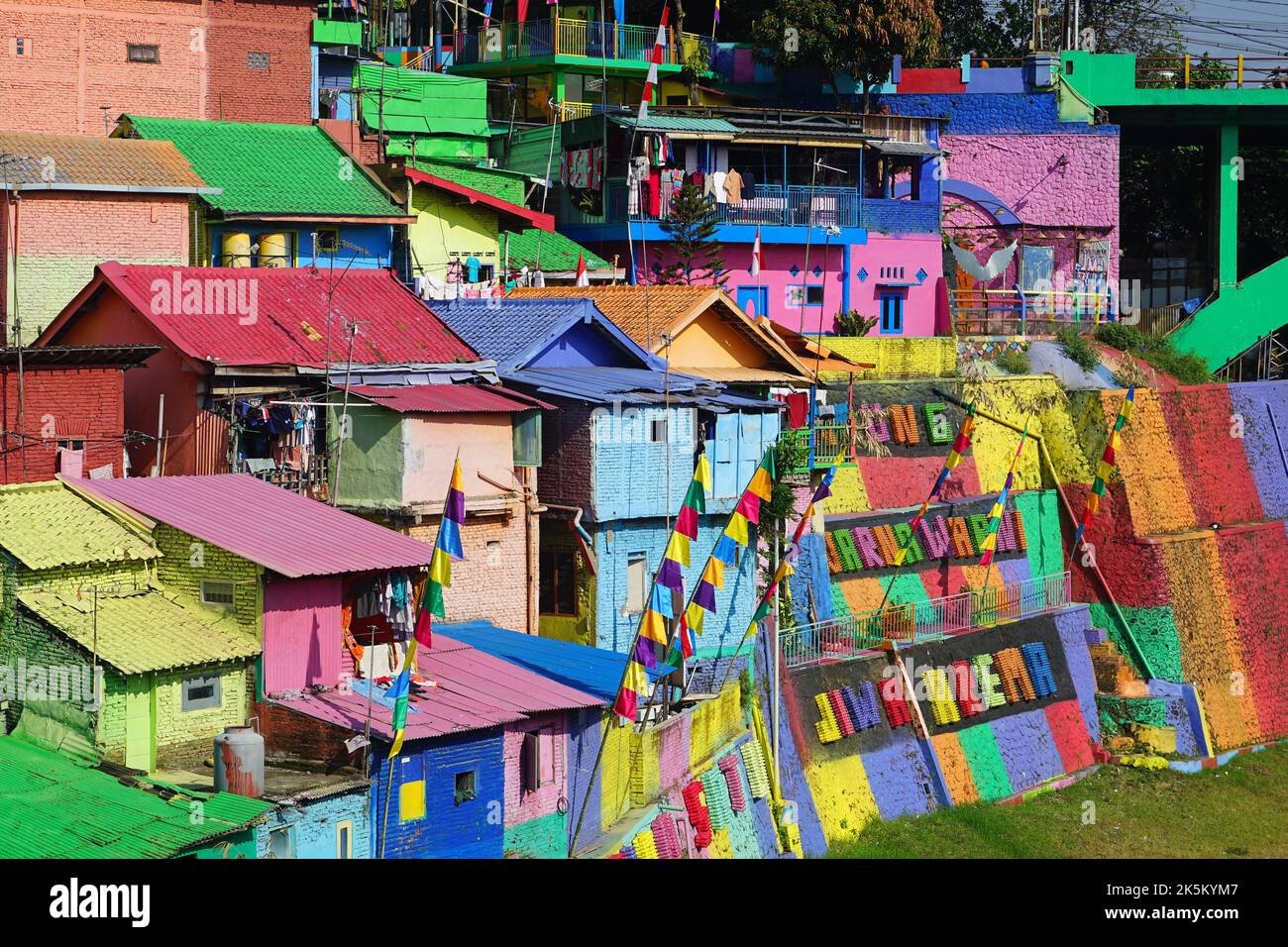 Kampung Tridi, Rainbow Village à Malang, East Java, Indonésie Banque D'Images