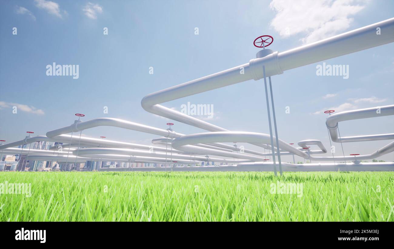 H2 tube hydrogénopipeline ECO production d'énergie durable énergie propre production d'énergie renouvelable 3D rendu Banque D'Images