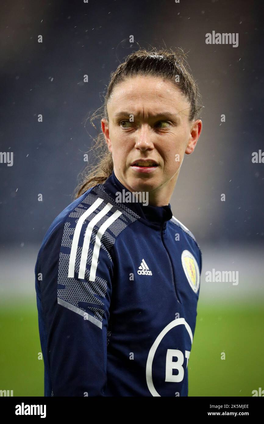 Kelly Clark, photographiée à Hampden Park lors d'une séance d'échauffement et d'entraînement avant la coupe du monde des femmes de la FIFA contre l'Autriche Banque D'Images