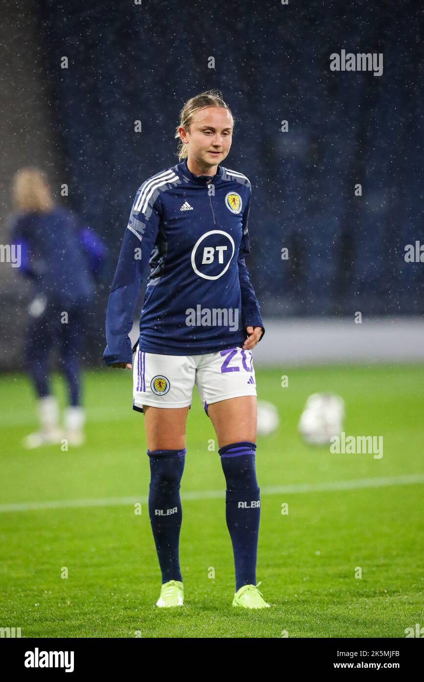 Martha Thomas, photographiée à Hampden Park lors d'une séance d'échauffement et d'entraînement avant la coupe du monde des femmes de la FIFA contre l'Autriche, Banque D'Images