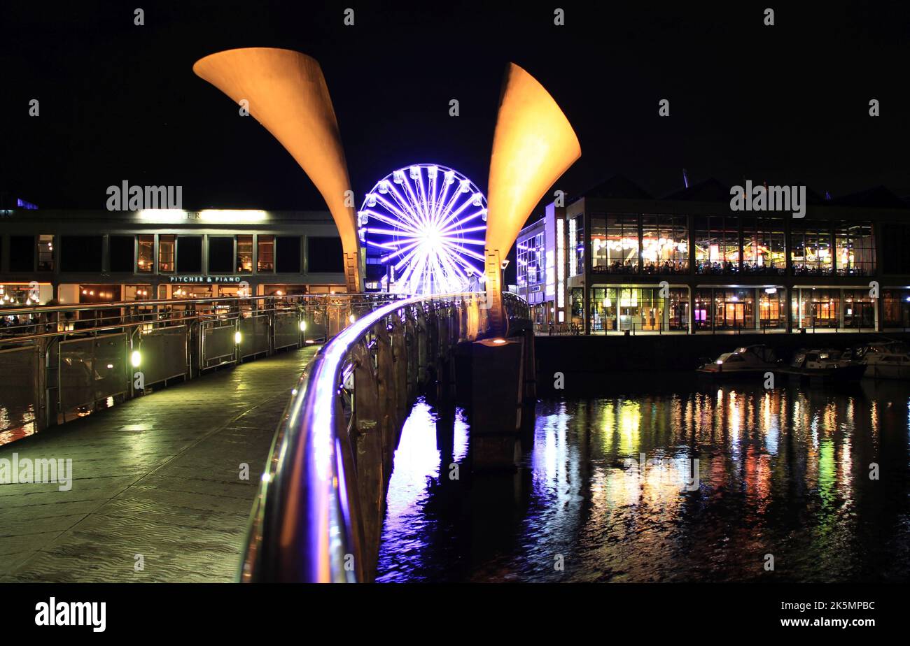 Centre-ville de Bristol pendant le festival des lumières. Banque D'Images