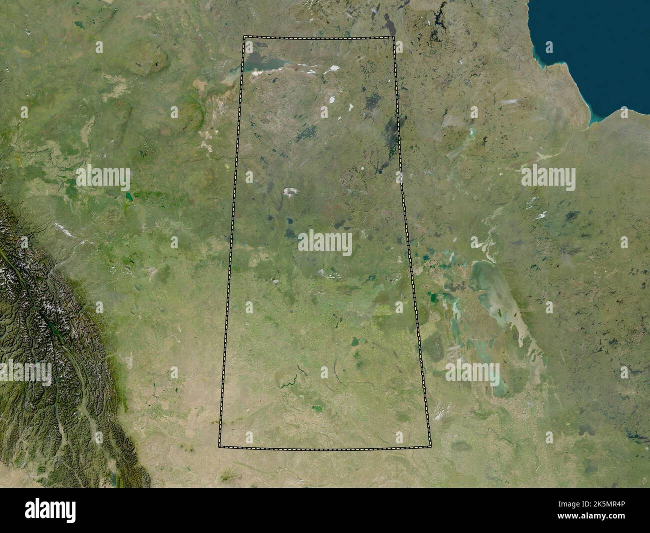 Saskatchewan, province du Canada. Carte satellite basse résolution Banque D'Images