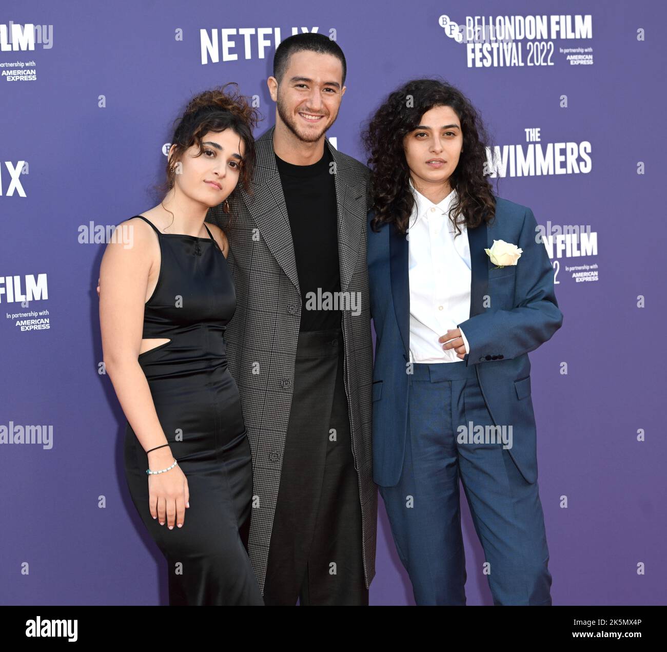 La photo doit être créditée ©Alpha Press 085000 09/10/2022 Nathalie Issa Ahmed Malek et Manal Issa les nageurs première pendant le BFI British film Institute London film Festival 66th à Londres Banque D'Images