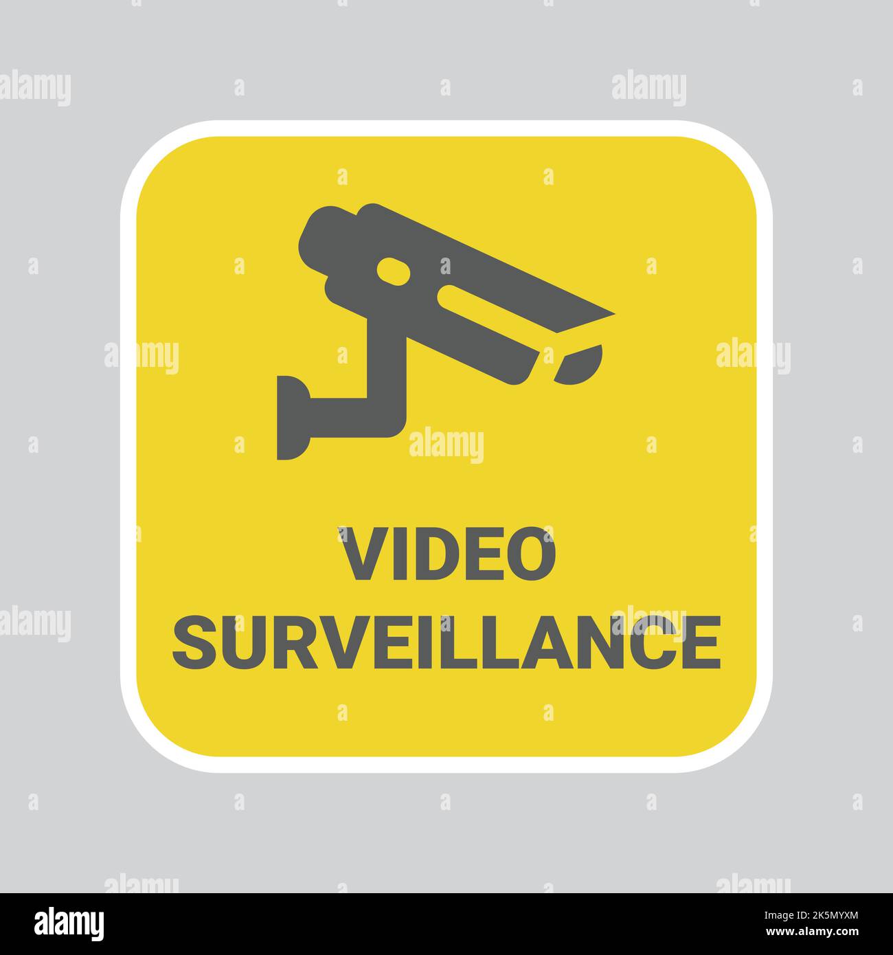Panneau de vecteur d'avertissement CCTV. Étiquette d'autocollant de surveillance de caméra vidéo. Illustration de Vecteur