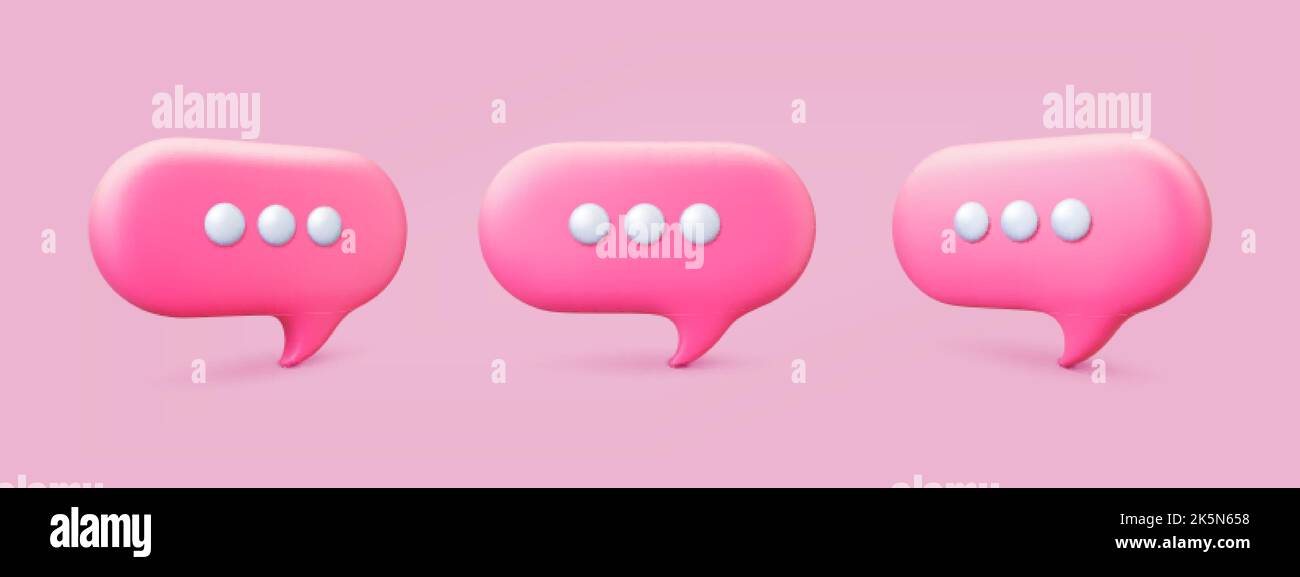 Réseau de messages 3D bulles vocales. Bulles vocales emblèmes, texte, commentaire ou nuages de dialogue. Différentes boîtes de dialogue, icônes de pensée vectorielle Illustration de Vecteur