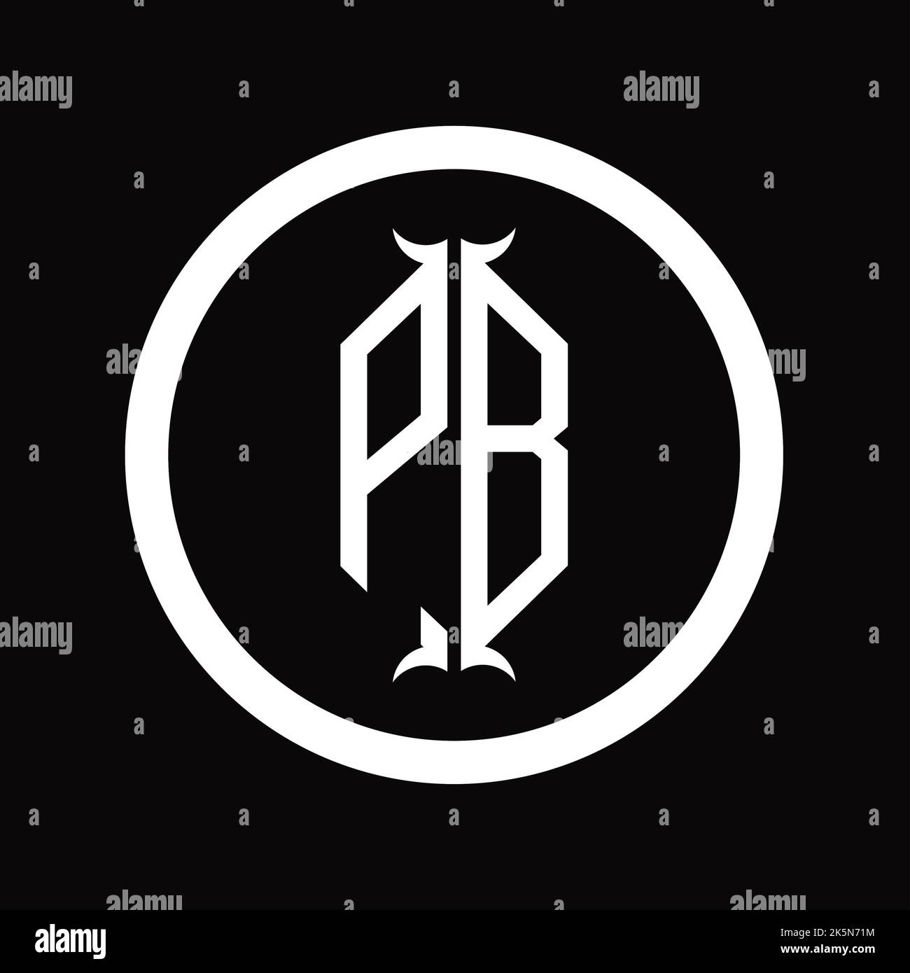 Logo BP lettre monogramme avec gabarit de conception en forme de corne hexagonale Banque D'Images