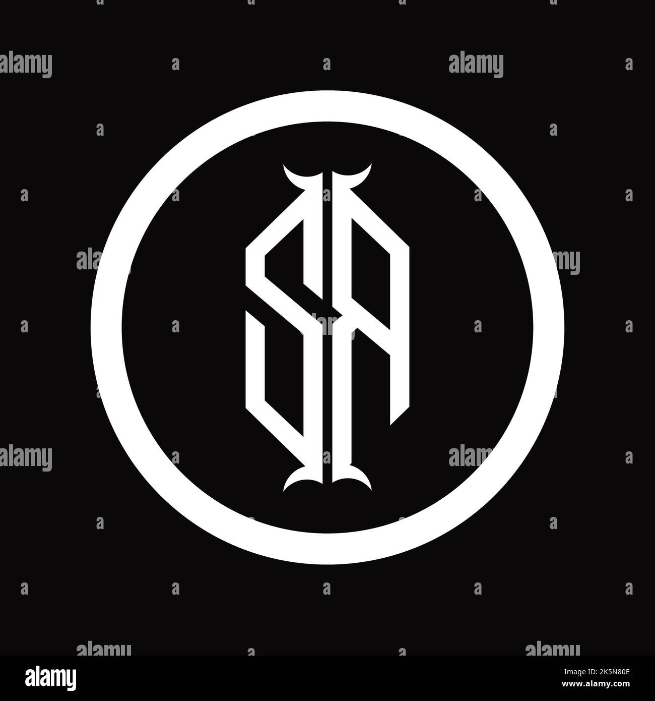 Logo RS lettre monogramme avec gabarit de conception en forme de corne hexagonale Banque D'Images