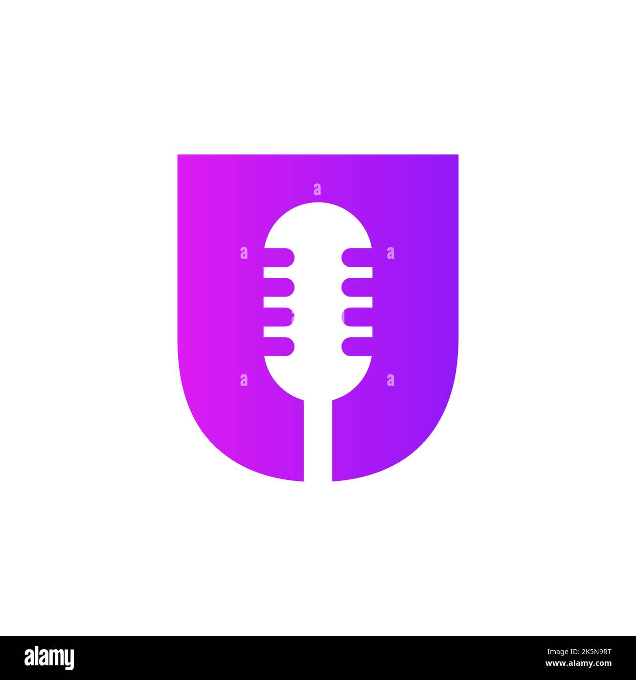 Logo de musique lettre U initial. Logo DJ Symbol Podcast associé au modèle vectoriel d'icône de microphone Illustration de Vecteur