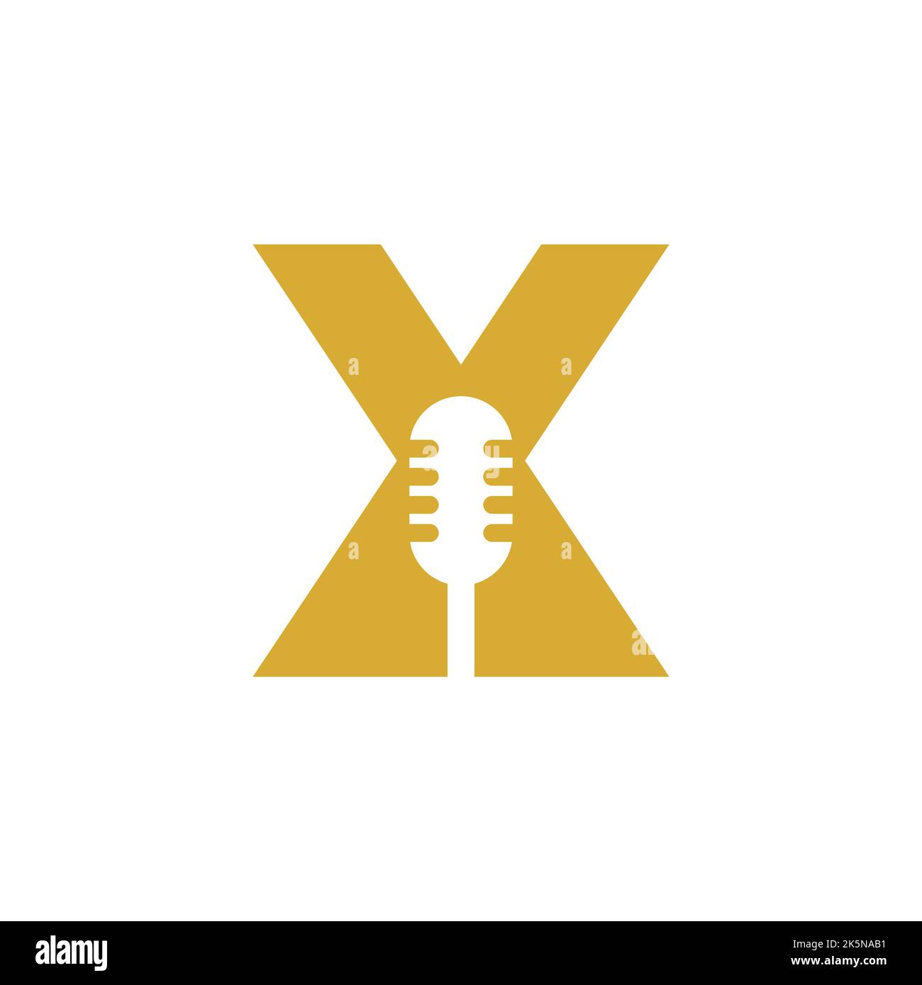 Logo de musique lettre X initial. Logo DJ Symbol Podcast associé au modèle vectoriel d'icône de microphone Illustration de Vecteur