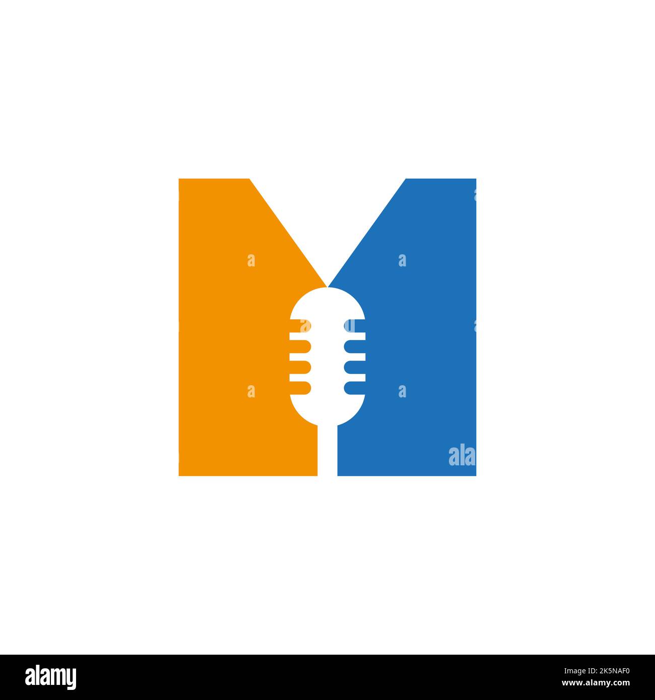 Lettre M initiale logo musique. Logo DJ Symbol Podcast associé au modèle vectoriel d'icône de microphone Illustration de Vecteur