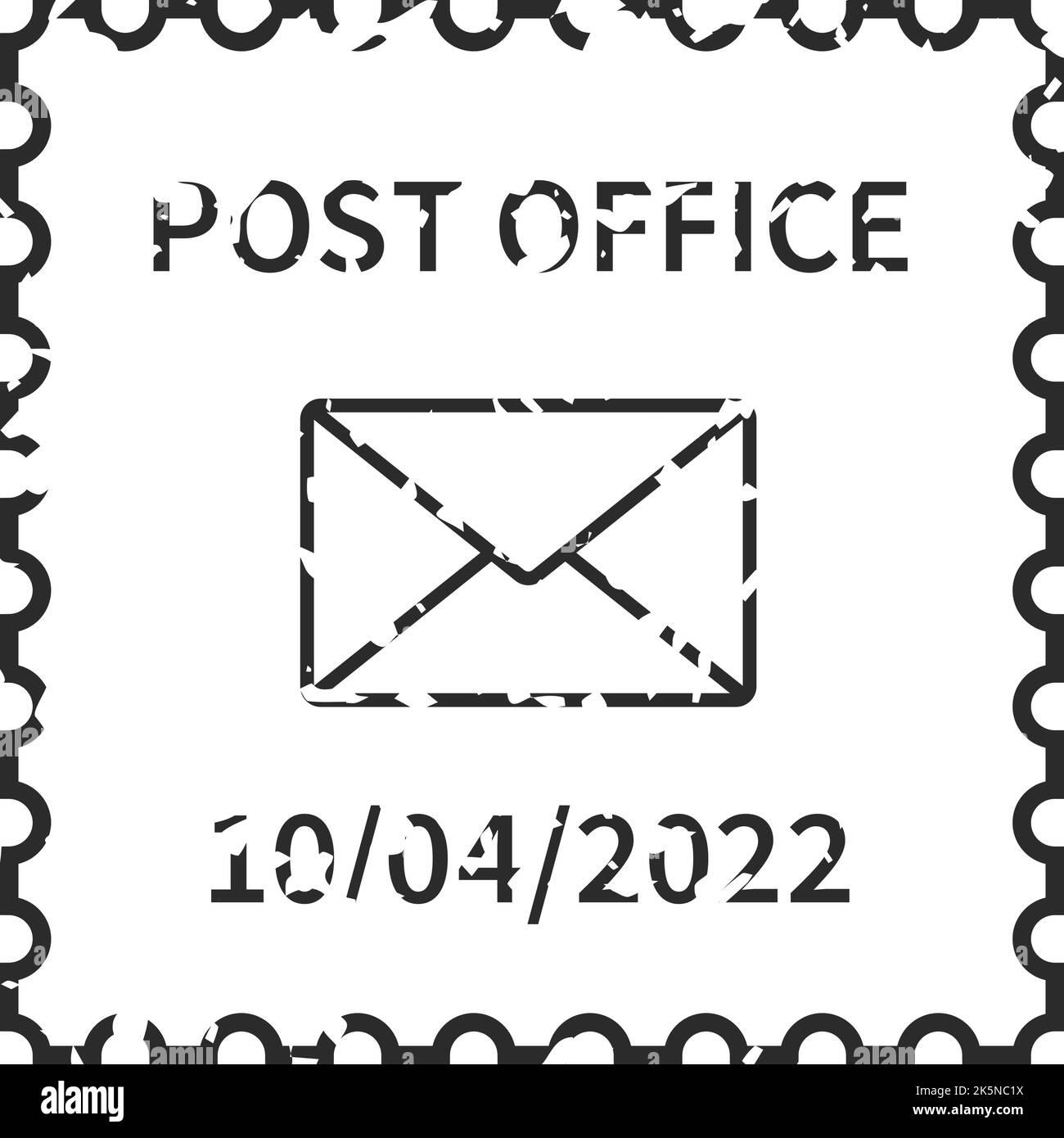 Filigrane postal. Joint de bureau de poteau. Impression de contour d'encre de livraison de correspondance. Tampon en caoutchouc. Cadre silhouette avec enveloppe de lettre et date. Courrier Illustration de Vecteur