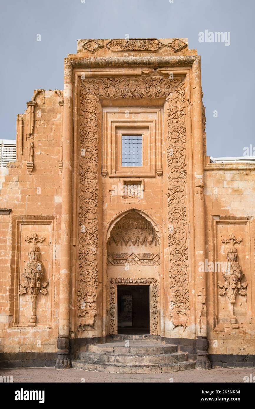 Porte intérieure du palais Ishak Pasha dans la ville d'Agri, Anatolie orientale, Turquie. Banque D'Images